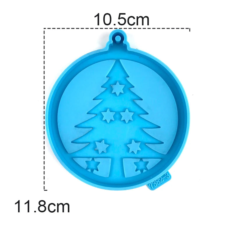 Christmas Round Shaped Pandents Silicone Mold DIY Handmade Plaster UV Epoxy Resin Keychain Molds Christmas Tree Decor Supplies