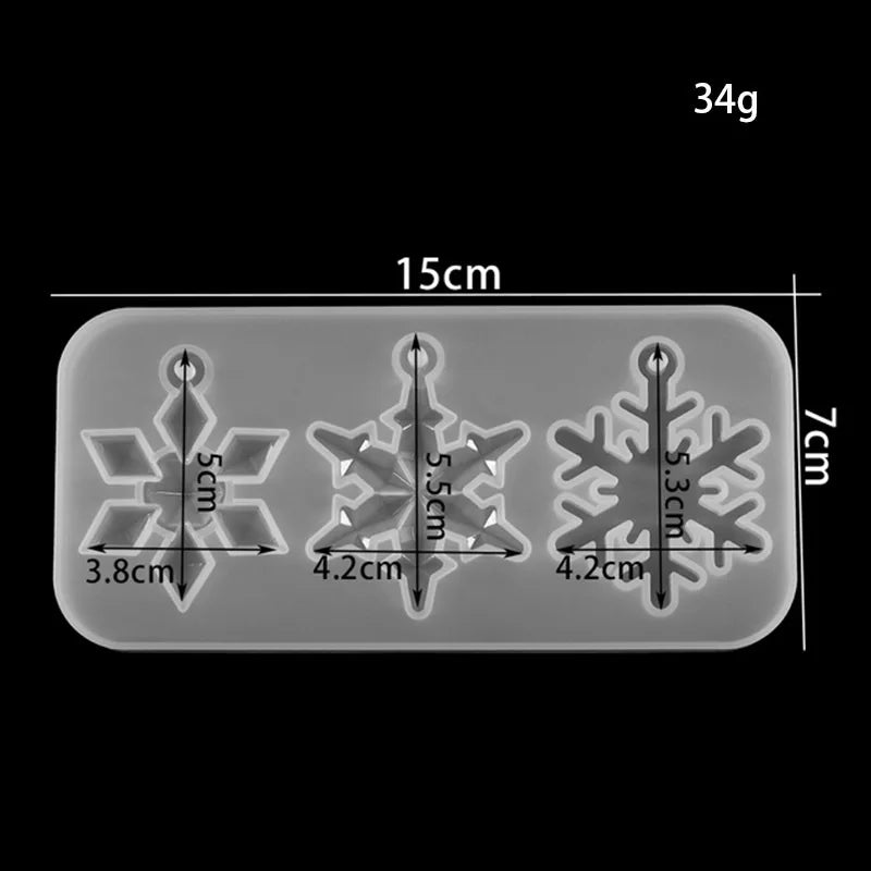 Christmas Hollow Snowflake Ornament Silicone Mold Soft Clear Mould Resin Craft Winter Embellishment DIY Pendants Jewelry Making