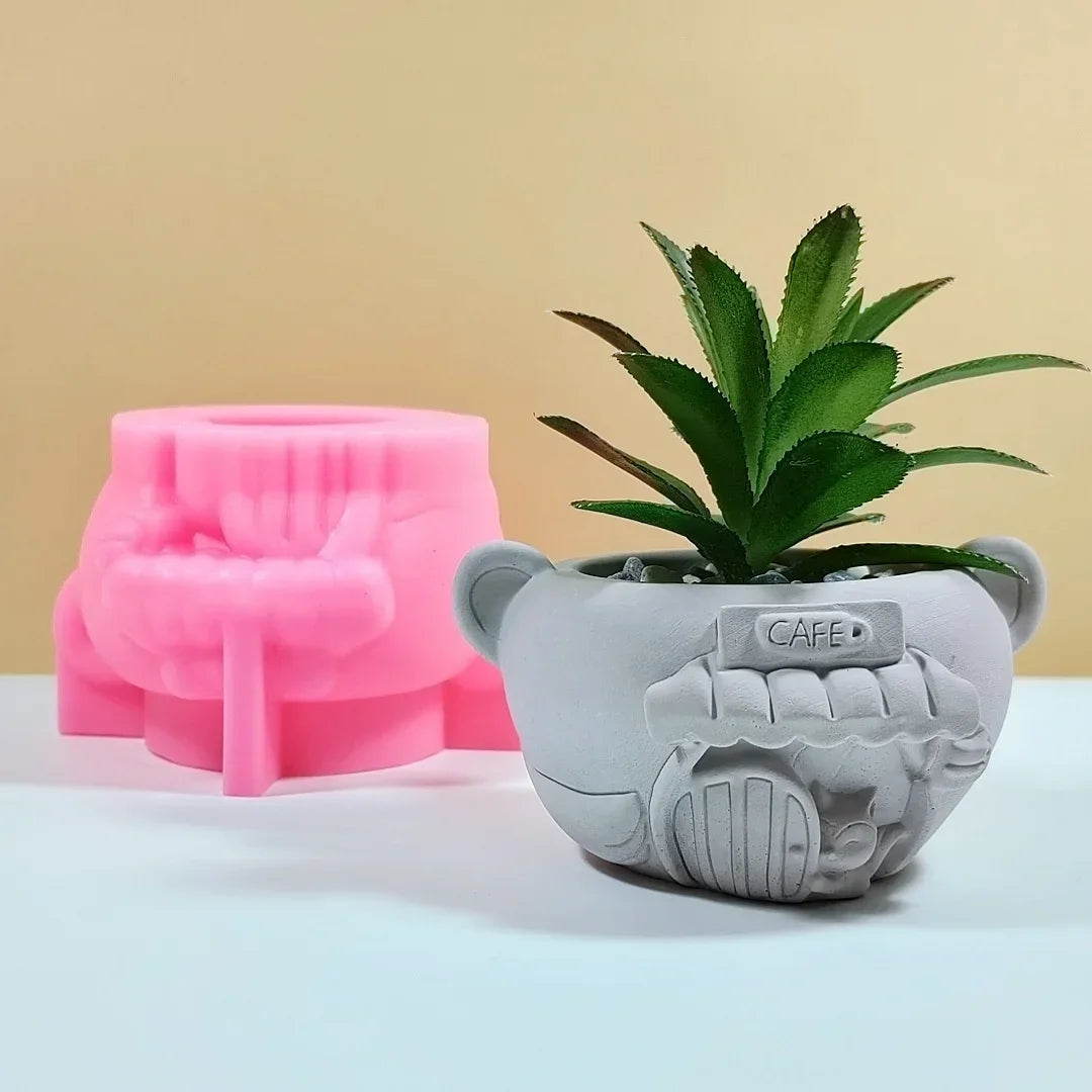 3D Animal Slippers Succulent Plant Flower Pot Resin Silicone Mold Hole Shoes Sandals Storage Box Pen Holder Concrete Gypsum Mold