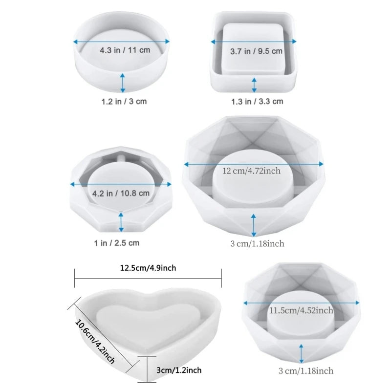 DIY Silicone Mold Ashtray Resin Mold Heart Square Mold For Resin UV Crystal Epoxy Crafts Crystal Ashtray Home Decoration