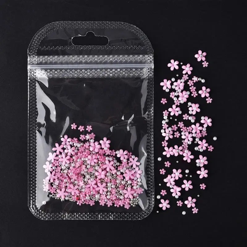 1pack Acrylic Flower Resin Filling For Epoxy Resin Mold Filler Nail Art Decoration Mixed Size Flower With Beads Jewelry Filling