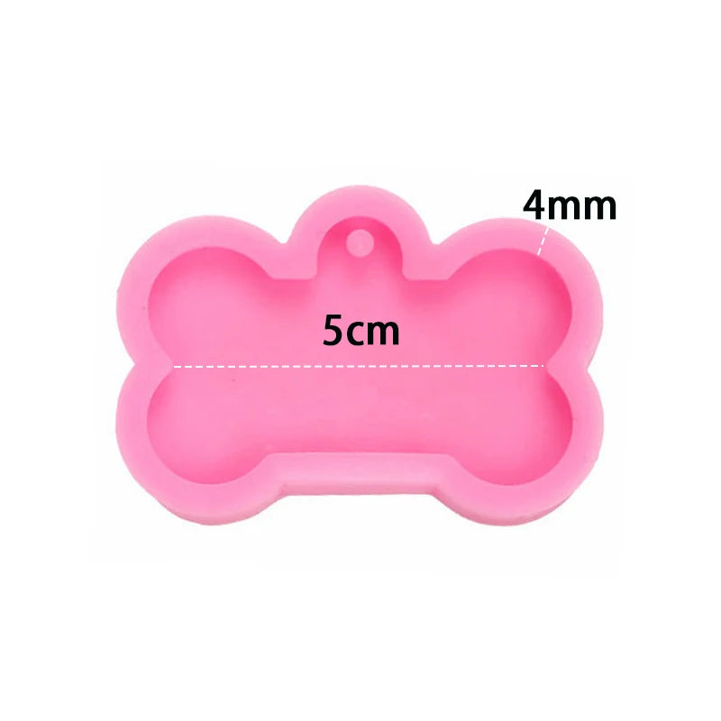 Dog Tag Bone Shaped Keychain Pendant Mold DIY Dog Tag Resin Mold Crystal Epoxy Silicone Mold Jewelry Making Casting Mould