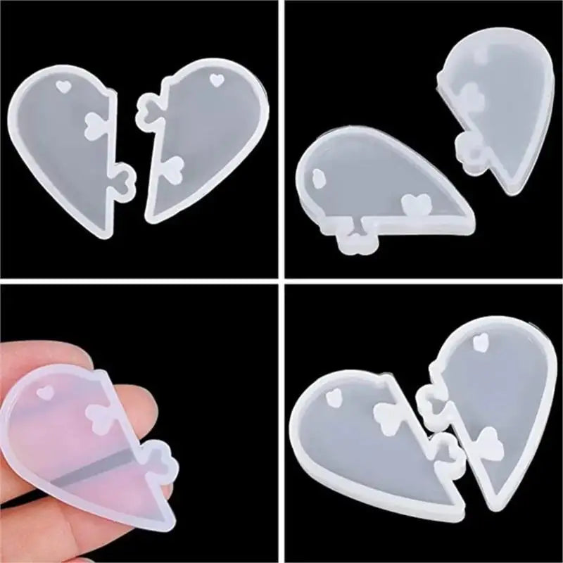 1/3pcs Heart Puzzle Pendant Epoxy Resin Silicone Mold Casting Mould for DIY Jigsaw Jewelry Necklace Craft Valentine Gift Making