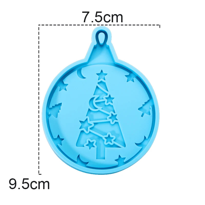 Christmas Round Shaped Pandents Silicone Mold DIY Handmade Plaster UV Epoxy Resin Keychain Molds Christmas Tree Decor Supplies