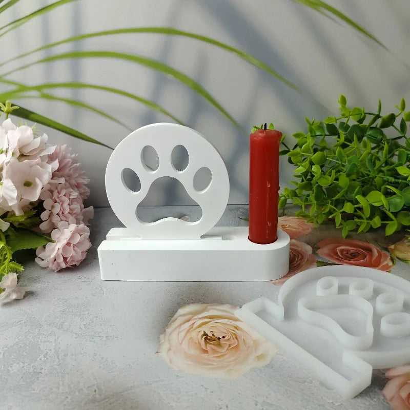 DIY Dog Claw Candle Plug-in Silicone Mold Candlestick Base Gypsum Pendant Epoxy Resin Mold Home Handicraft Decoration Storage