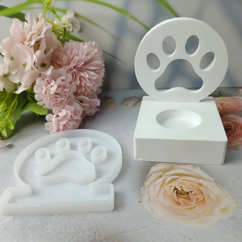 DIY Dog Claw Candle Plug-in Silicone Mold Candlestick Base Gypsum Pendant Epoxy Resin Mold Home Handicraft Decoration Storage