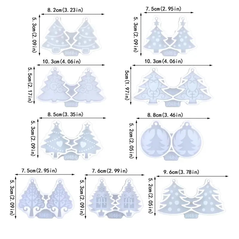 Christmas Earrings Pendant Silicone Mold Jewelry Pendants Epoxy Resin Molds for DIY Epoxy Resin Earring Keychain Charms Crafts