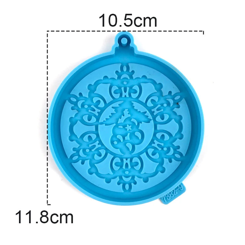 Christmas Round Shaped Pandents Silicone Mold DIY Handmade Plaster UV Epoxy Resin Keychain Molds Christmas Tree Decor Supplies