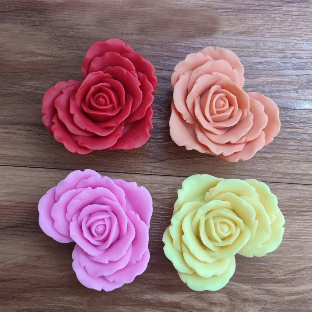 DIY heart shaped rose flower candle silicone mold large Love shaped flower candle mold blooming flower resin mold Christmas