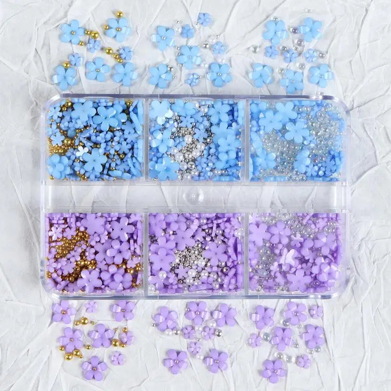 1pack Acrylic Flower Resin Filling For Epoxy Resin Mold Filler Nail Art Decoration Mixed Size Flower With Beads Jewelry Filling