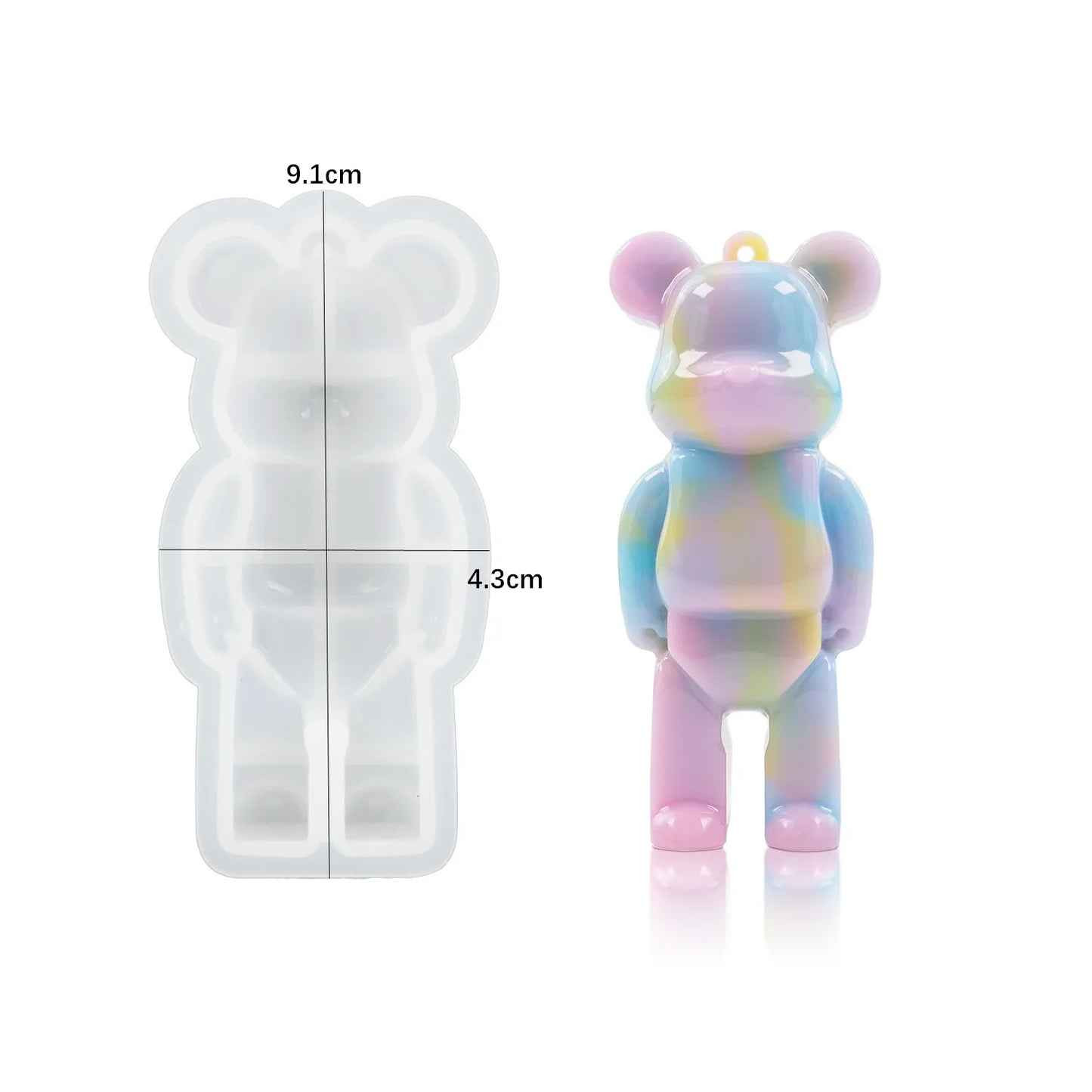 DIY Crystal Epoxy Resin Mold 3D Little Bear Spaceman Keychain With Hole Pendant Silicone Bloody Pink Bear Mold