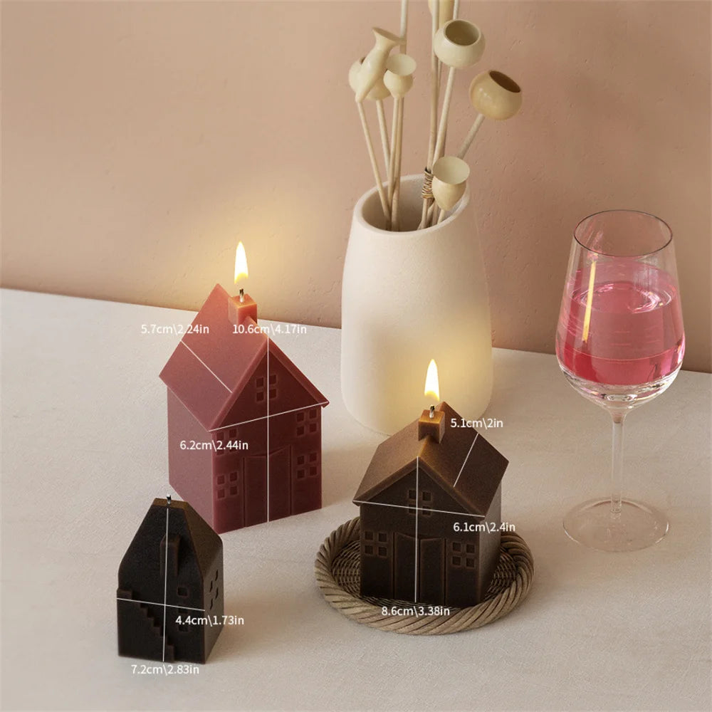 3D House Candle Silicone Mold Stereoscopic House DIY Candle Mold Gypsum Concrete Epoxy Resin Mold House Home Decoration Casting