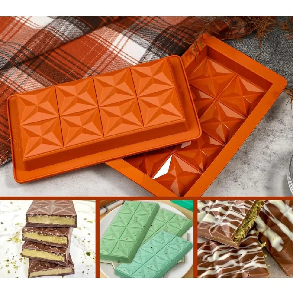 Chocolate Bar Mold - Non-Stick Chocolate Molds, Food Grade Silicone Deep Chocolate Bar Mold for Dubai Chocolate Bar Pistachio