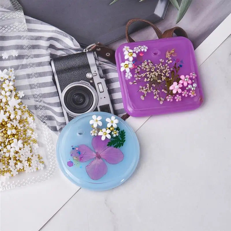 1/6pcs Keychain Pendant Silicone Mold Set DIY Pendant Crystal Epoxy Resin Mold Round Rectangle Pendants Jewelry Making