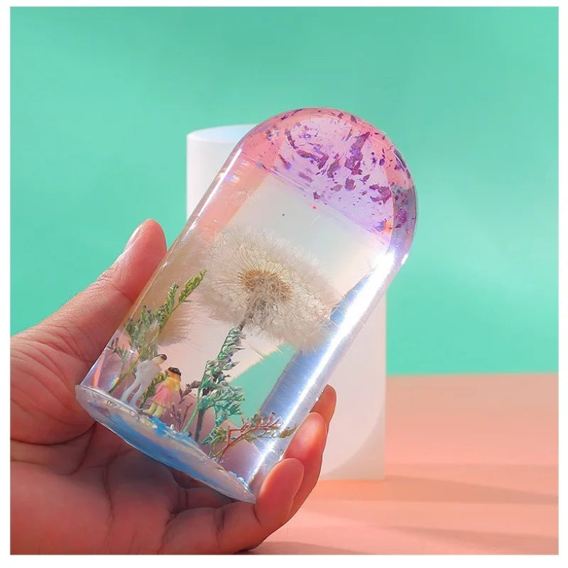 Cylindrical Night Light Ornament Resin Drip Mold DIY Dried Flower Specimen Lamp Holder Silicone Mold Home Decoration Storage