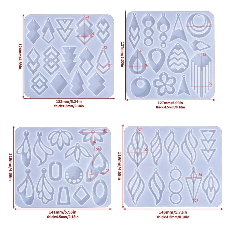 Convenient Silicone Molds Geometric Hollow Earrings Moulds Unique Jewelry Pendant Moulds Earring Making Mold for Earring R3MC