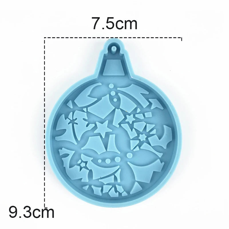 Christmas Round Shaped Pandents Silicone Mold DIY Handmade Plaster UV Epoxy Resin Keychain Molds Christmas Tree Decor Supplies