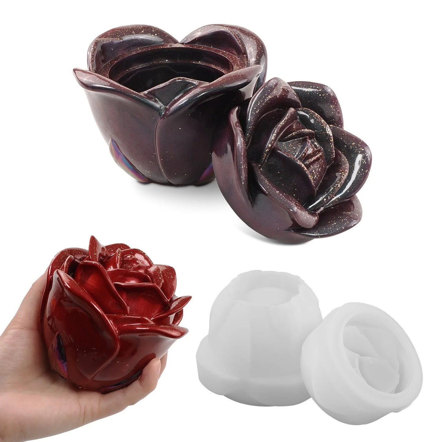 Diy Crystal Drip Epoxy Plaster Cement Rose Mirror Silicone Moulds