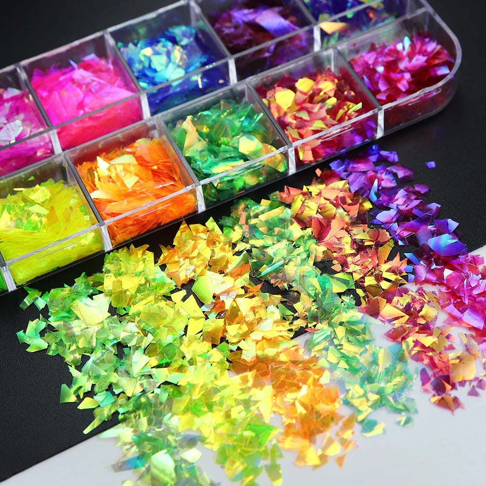 Aurora Iridescent Irregular Glitter Flakes Epoxy Resin Filling Chunky Sequins Large Fragment Resin Mold Filler DIY Crafts Making