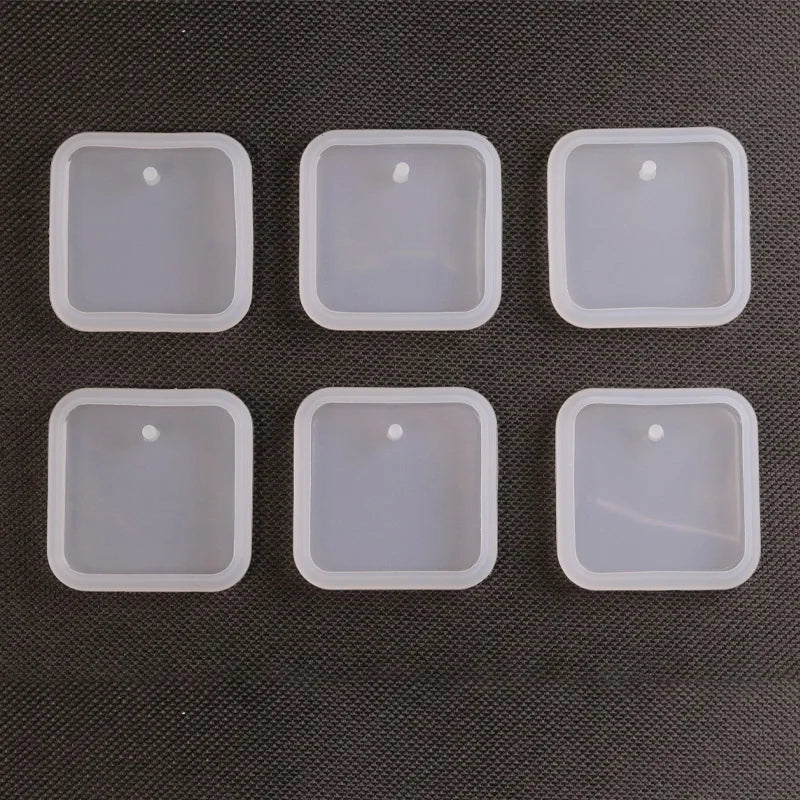 1/6/10pcs Keychain Pendant Silicone Mold Set DIY Pendant Crystal Epoxy Resin Mold Round Rectangle Pendants Jewelry Making