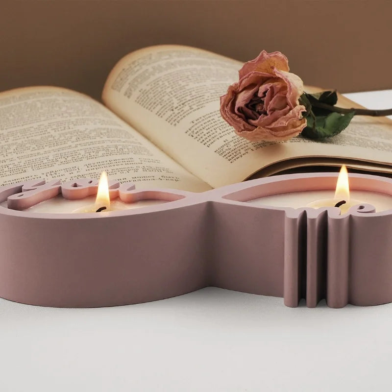 DIY You Me Couple Candle Cup Mirror Silicone Molds Gypsum Aromatherapy Container Jewelry Storage Can Resin Mold Home Handicrafts