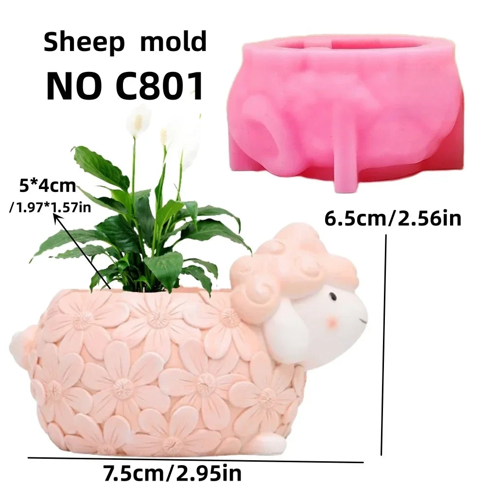 3D Animal Slippers Succulent Plant Flower Pot Resin Silicone Mold Hole Shoes Sandals Storage Box Pen Holder Concrete Gypsum Mold