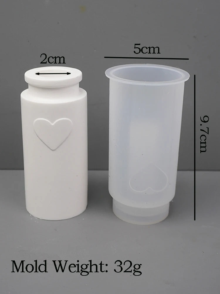 DIY Round Love Bottle Silicone Mold candlestick Test-tube hydroponics vase Molds Plaster Ornament Making Craft Drop Glue Mould