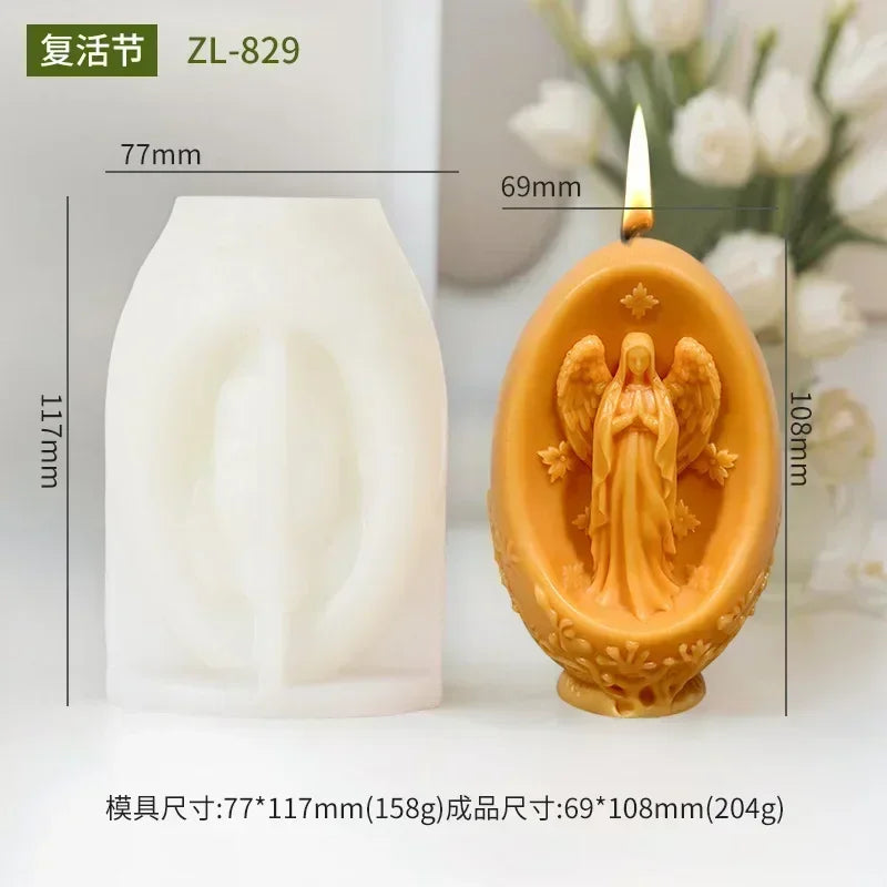 3D 2024 DIY Flower relief egg candle silicone mold Rose flower Easter egg resin mold Peony flower relief egg Decor gypsum mold