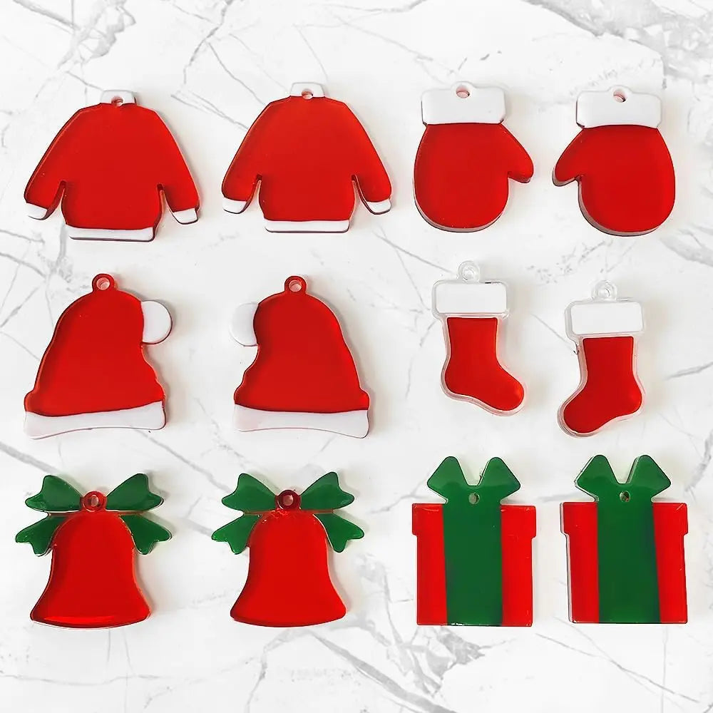 Christmas Earring Mold Resin Silicone Christmas Tree Elk Snowflake Keychain Epoxy Casting Mold for DIY Craft Jewelry Making