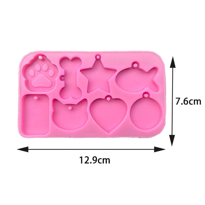 Dog Tag Bone Shaped Keychain Pendant Mold DIY Dog Tag Resin Mold Crystal Epoxy Silicone Mold Jewelry Making Casting Mould