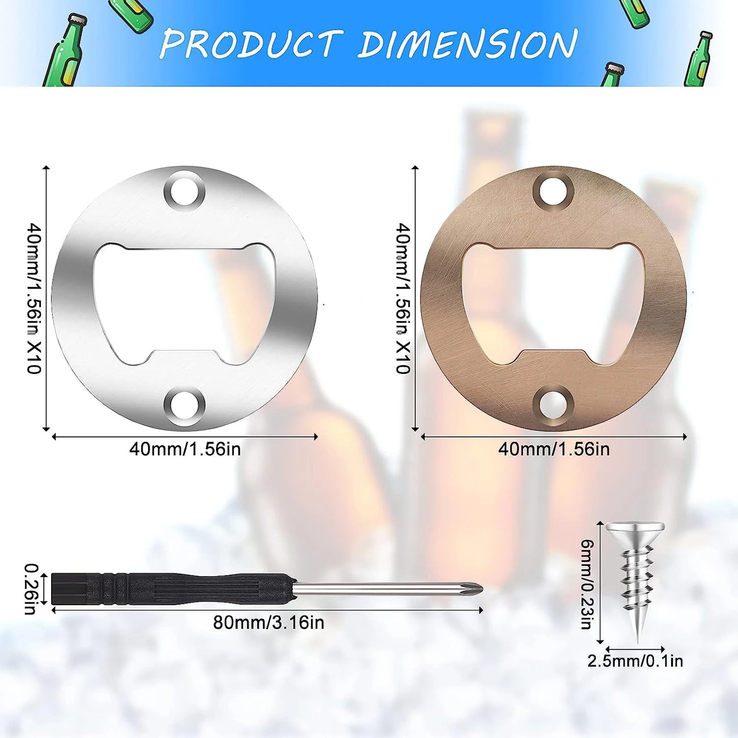 50/25Pcs DIY Bottle Opener Insert Kits,Beer Bottle Opener Insert,Stainless Steel Hardware Parts Accessories for Resin Mold