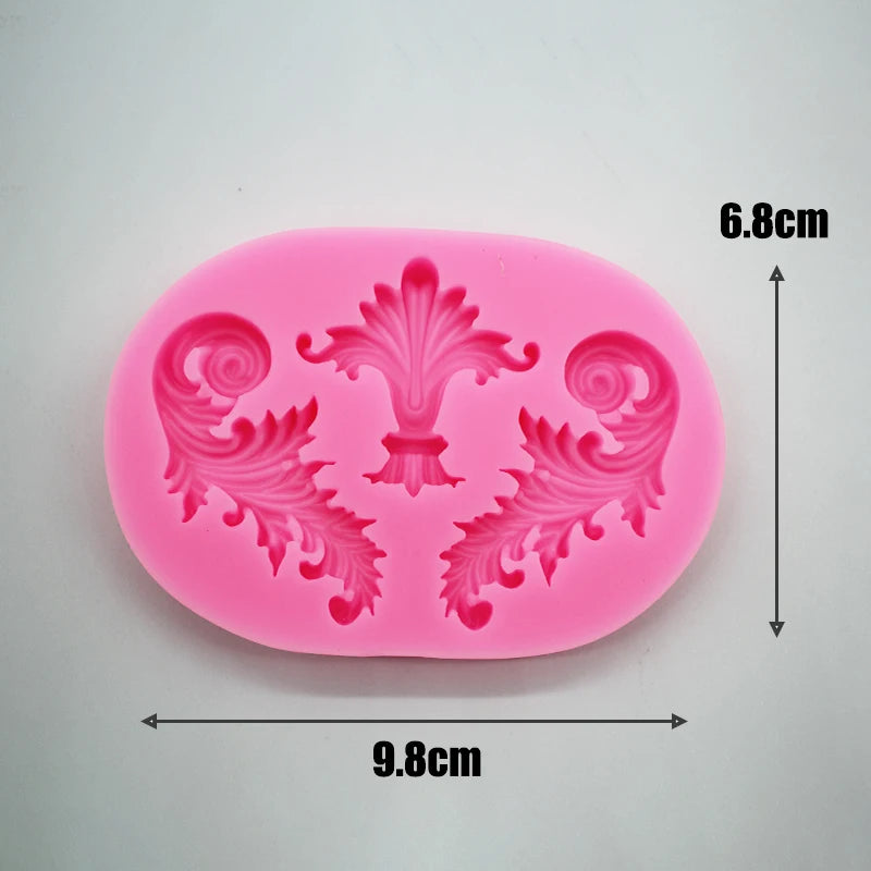 Baroque Fondant Mold Lace Scroll Embossed key Silicone Mold for Cake Border Decoration Jewelry Polymer Clay Candy Chocolate