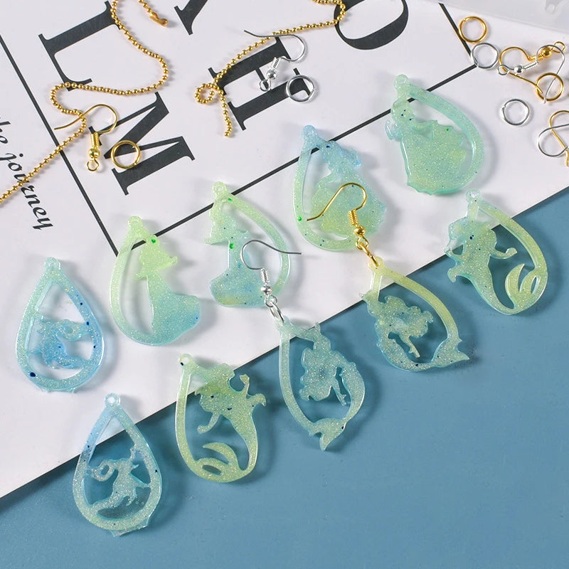 Droplet Shape Earring Pendant Silicone Mold Crystal Epoxy Resin Hollowed Out Earring Molds Creative Jewelry Necklace Pendans