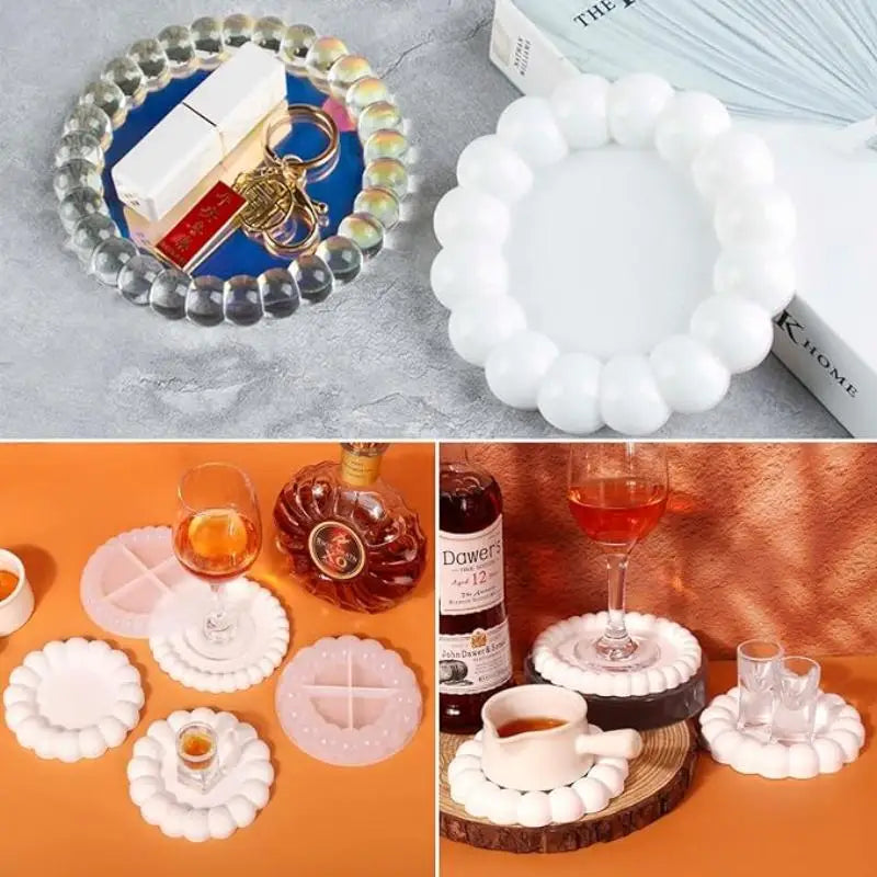 DIY Bubble Coaster Resin Mold Flower Shaped Cup Mat Silicone Epoxy Mold Spill Proof Storage Coaster Mould for