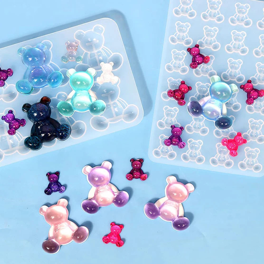 Crystal Bear Resin Silicone Molds Small Bears Charm Epoxy Mould For Earring Pendant Brooch Keychain Jewelry Making Supplies