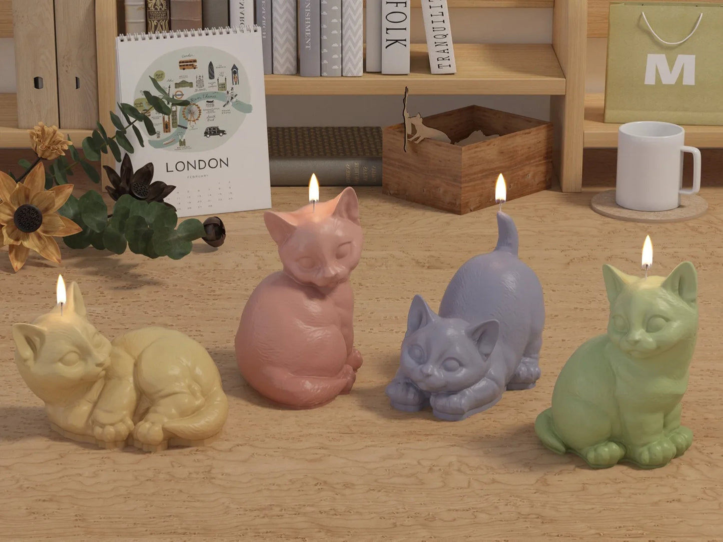 DIY 3D Cat Candle Silicone Mold Aromatherapy Gypsum Candlestick Ornament Epoxy Resin Mold Home Handicrafts Decoration Storage