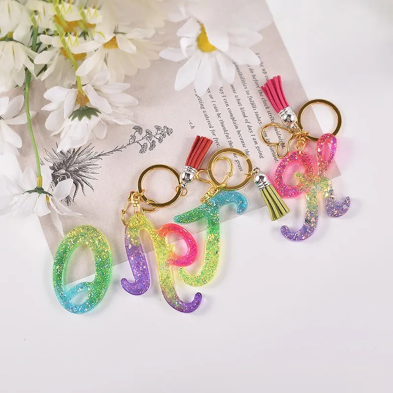 26 English Letter Keychain Silicone Mold DIY Earrings Pendant Decoration Jewelry Accessories Food Ice Baking Epoxy Resin Molds