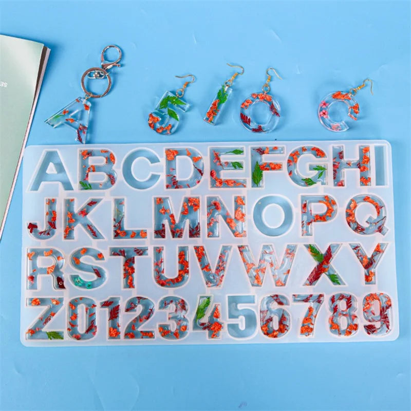 Crystal Epoxy Resin Mold Alphabet Letter Number Pendant Casting Silicone Crafts