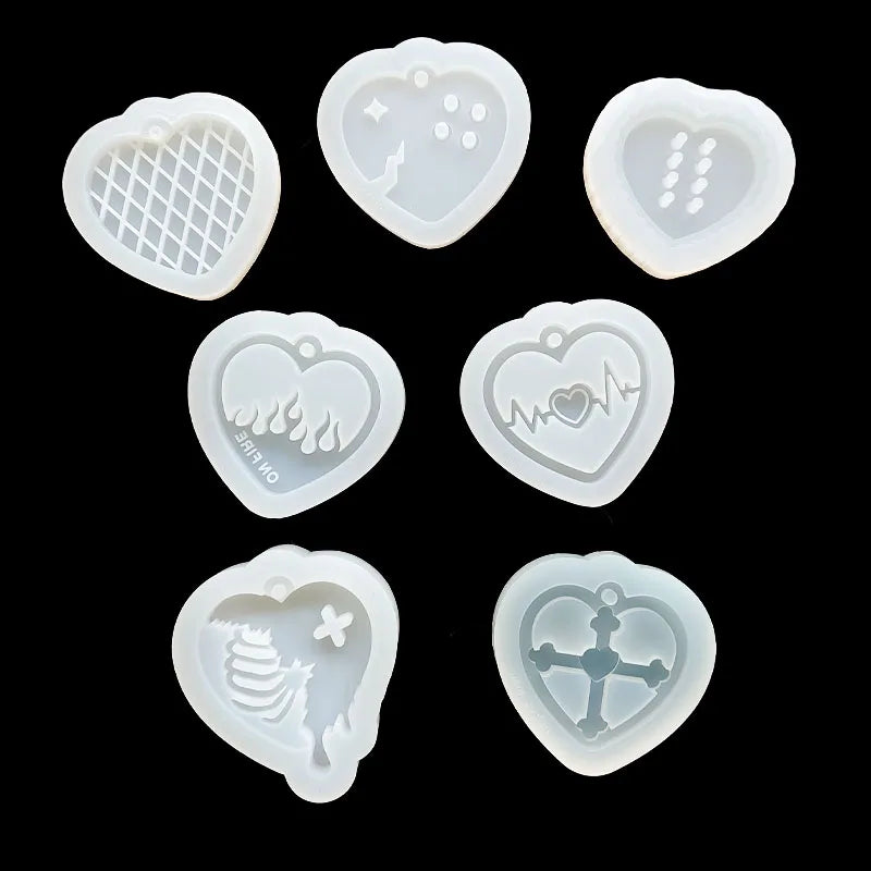 DIY Epoxy Resin Mold Heart Series Quicksand Silicone Mold Shaker Mold Jewelry Tool