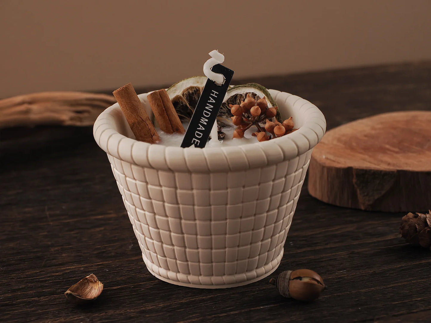 DIY Concrete Bamboo Basket Candle Jar 3D Cute Squirrel Silicone Mold Creative Round Woven Basket Storage Cup Resin Mold Home Dec