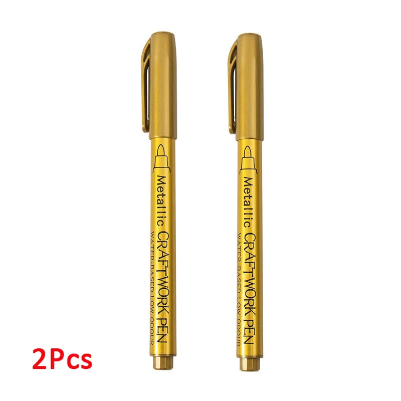 1-4Pcs Metallic Waterproof Permanent Marker Pens for DIY Epoxy Resin Mold Gold Silver Color Drawing Supplies Craft Marker Pen