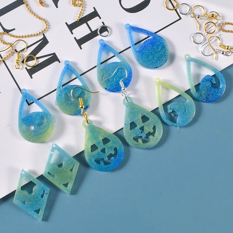 Droplet Shape Earring Pendant Silicone Mold Crystal Epoxy Resin Hollowed Out Earring Molds Creative Jewelry Necklace Pendans