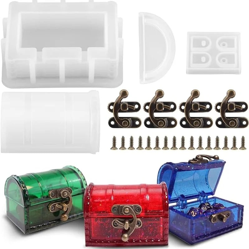 DIY  Treasure Storage Box Resin Crystal Silicone Mold  Mold Jewelry Box Dice Pendant Mirror Epoxy Mold Home Decoration Storage