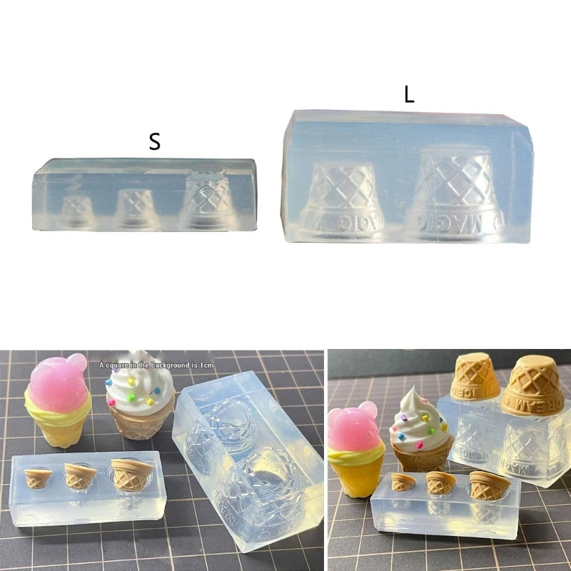 DIY 3D Ice Cream Cone Resin Mold Simulated Food Mini Cake Cup Silicone Mold DIY Craft Hand-Making Accessories