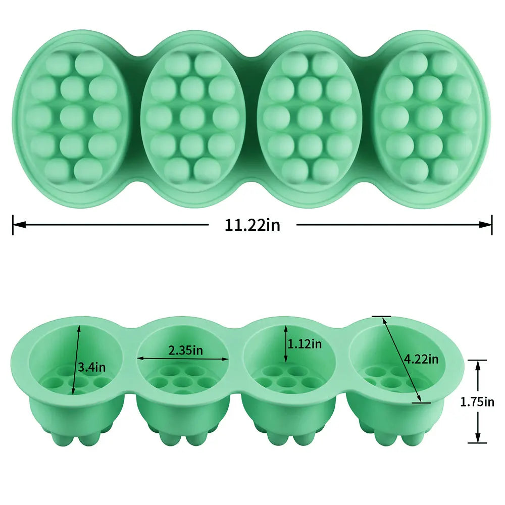 4 Hole Oval Massage Soap Silicone Mold DIY Multicavity Geometry Round Candle Resin Making Tool Cake Baking Mould Christmas Gift