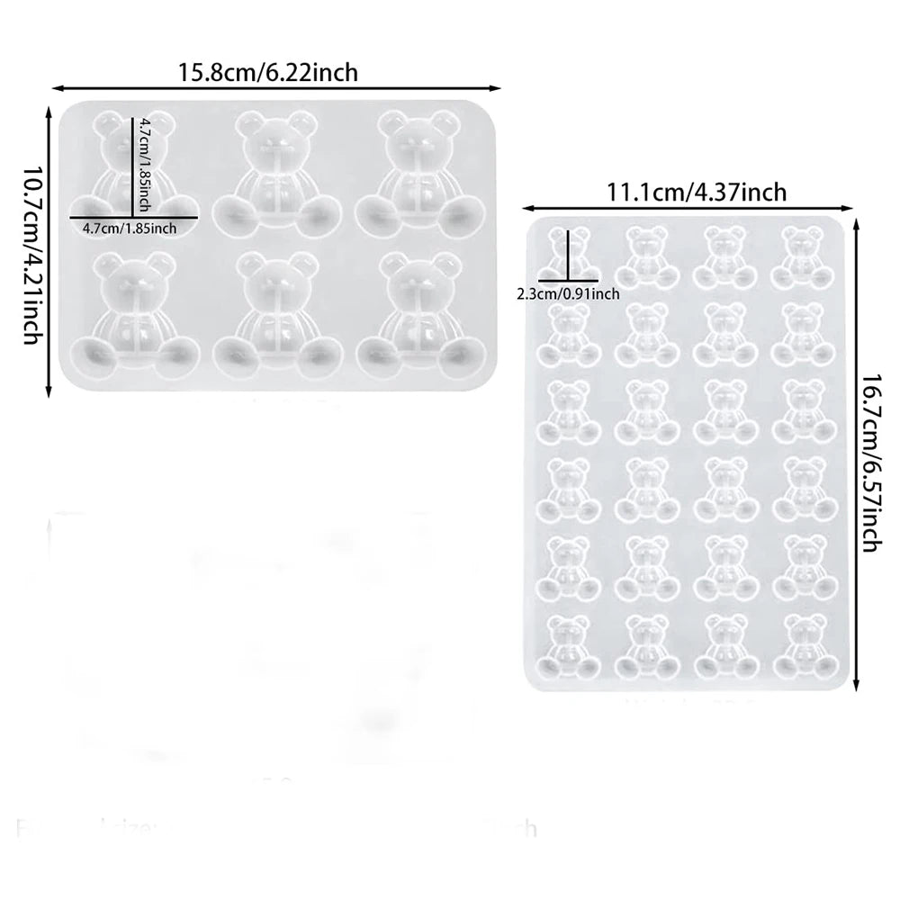 Crystal Bear Resin Silicone Molds Small Bears Charm Epoxy Mould For Earring Pendant Brooch Keychain Jewelry Making Supplies