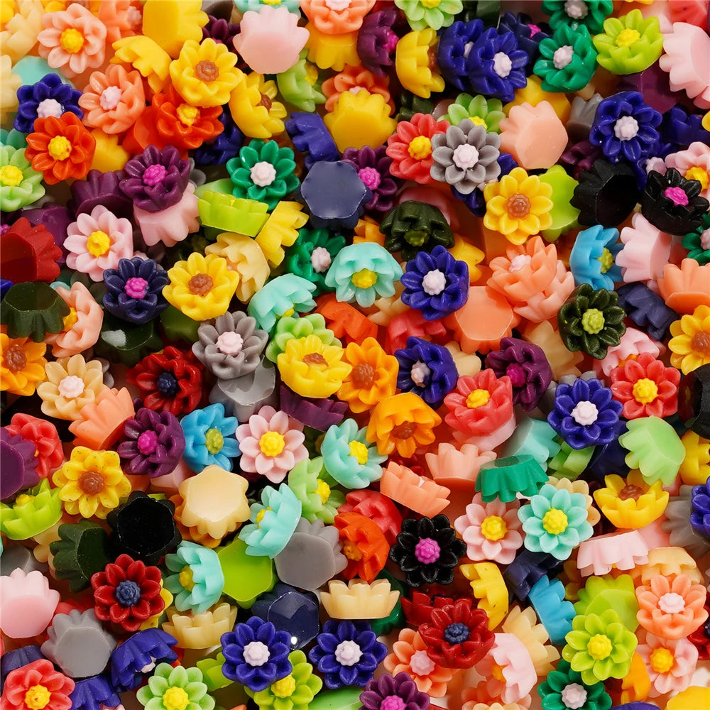 100Pcs/Lot Cute Resin 6/8mm Mixed Flowers Fillings Materials for DIY Epoxy Resin Mold Nail Art Decor Crafts Accessories