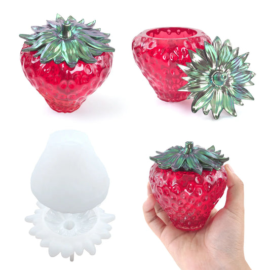 DIY Crystal Epoxy Resin Mold Strawberry Storage Box Fruit Storage Jar Mirror Silicone Mold