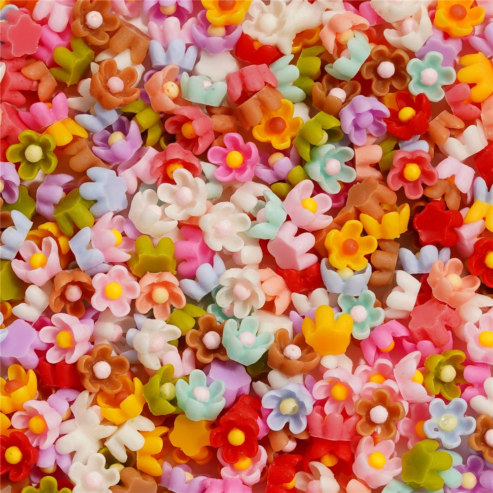 100Pcs/Lot Cute Resin 6/8mm Mixed Flowers Fillings Materials for DIY Epoxy Resin Mold Nail Art Decor Crafts Accessories