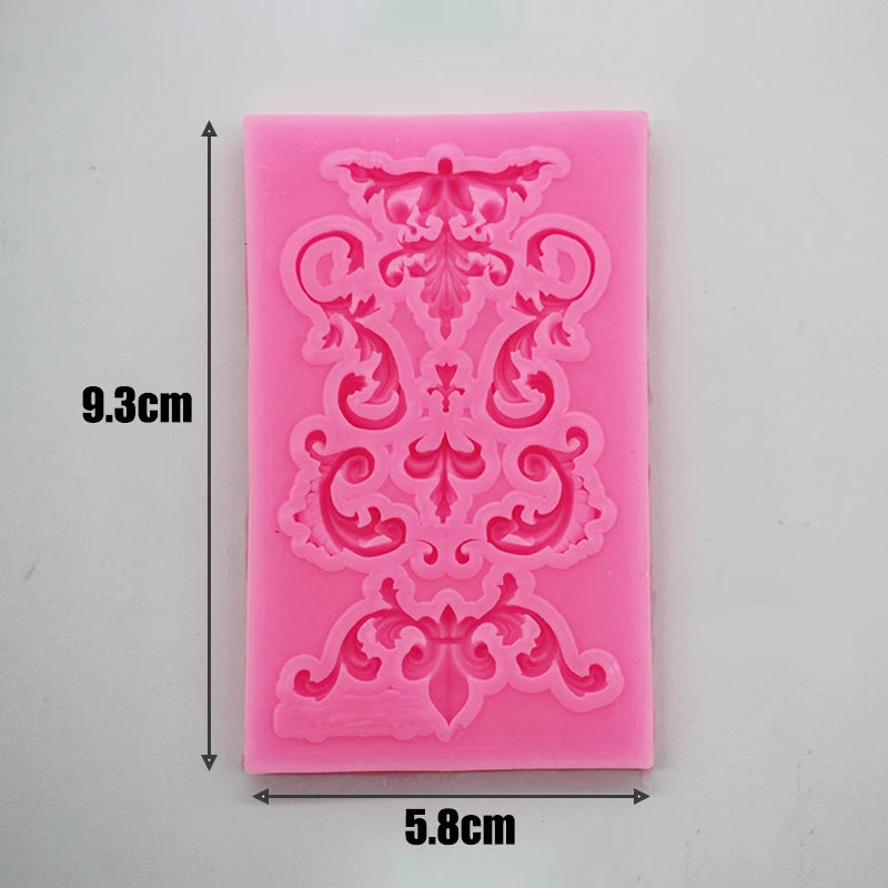 Baroque Fondant Mold Lace Scroll Embossed key Silicone Mold for Cake Border Decoration Jewelry Polymer Clay Candy Chocolate